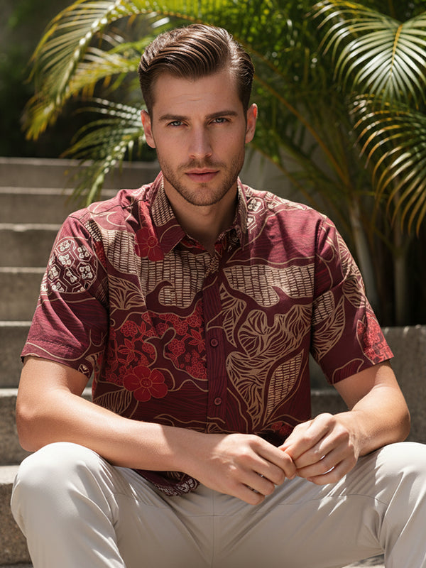 GAVYN R/FIT SHORT SLEEVE SHIRT (MAROON)